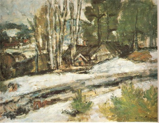 Альфонсас Мотеюнас. Серый зимний день. 1964 г.