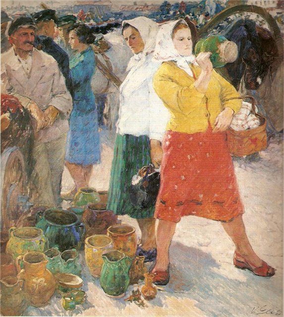 Винцас Гячас. На колхозном рынке. 1959 г.