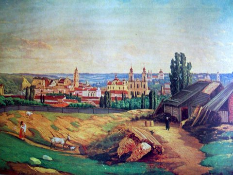 Юозас Маршевскис. "Вильнюс с горы Таурас". 1872 г.