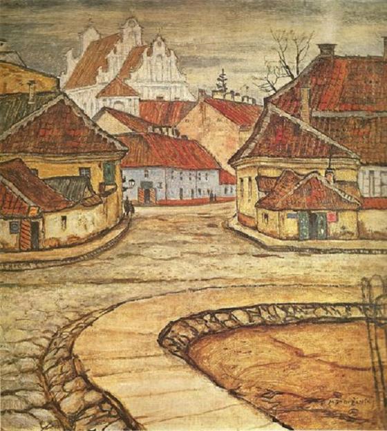 Мстислав Добужинский. Вильнюс. Улица Тилто мостовая. 1907 г.