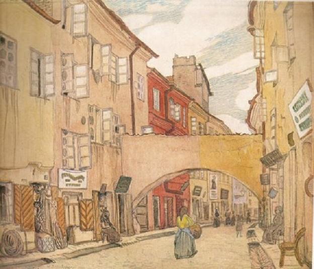 Мстислав Добужинский. Вильнюс. Улица Месининку мясников. 1906-1907 гг.