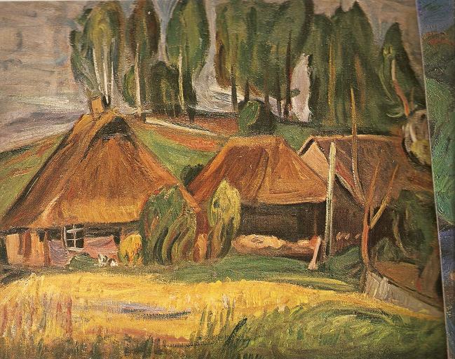 Викторас Визгирда. Селение на фоне деревьев. 1930 г.