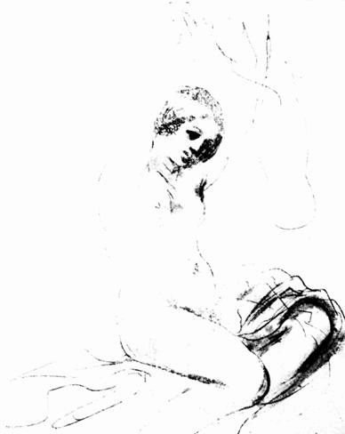 Рисунок Дж. Гверчино. Обнаженная, Перо.